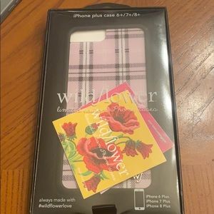 Purple Plaid Wildflower IPhone 6+ 7+ 8+ case.